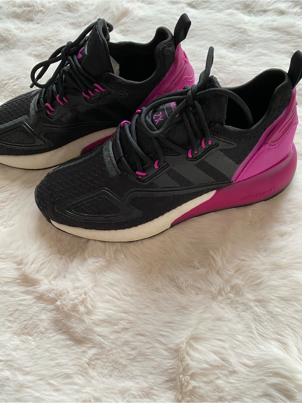 adidas Women's Black Athletic Sneakers with Pink Accents